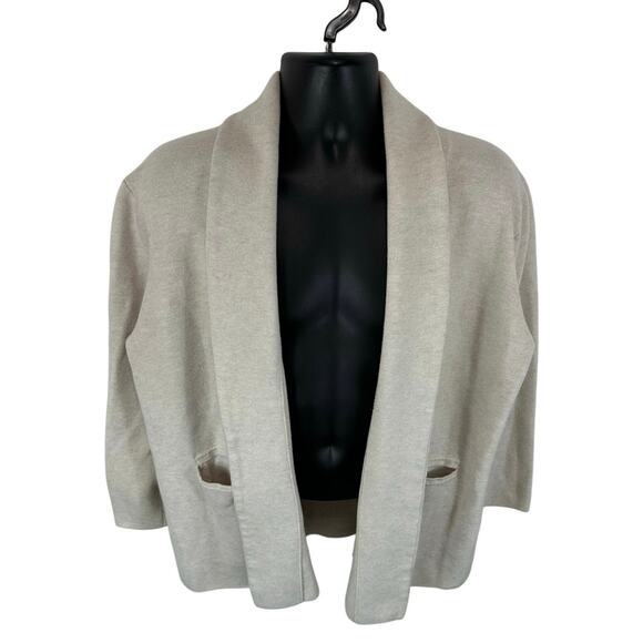J.Crew Camille Sweater Blazer Shawl Collar Size Large Merino Wool Blend Cream - Picture 1 of 12